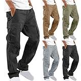 Generic Cargo Pants for Men Solid Casual Multiple Pockets Straight Type Fitness Hiking Pants Jogging Sweatpants Trousers Prime Deals of The Day Today Only Black, Medium