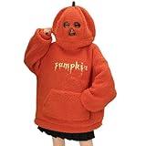 Prime Same Day Summer Tops for Women 2024 Women's Halloween Plush Hoodie Fall Winter Fashion 2024 Pumpkin Head Fleece Plush Holiday Sweatshirt Fuzzy Pullover