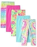 The Children's Place Girls' Printed Capri Leggings, Pink Summer 5-Pack