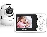 VTimes Video Baby Monitor with Camera and Audio - LCD Screen, Baby Camera Monitor No WiFi Night Vision VOX Mode Pan-Tilt-Zoom Temperature Display Two-Way Audio Lullabies Feeding Alarm - 1000ft Range