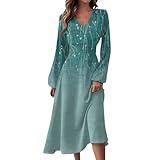 Fall Maxi Dresses 2024 Fall Dresses Deals of The Day Lightning Deals Today Prime Toys Long Sleeve Long Dress Casual Fashion Sexy V-Neck Long Sleeve Retro Flower Medium 01-Turquoise