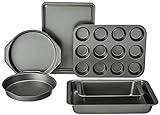 Amazon Basics 6 Piece Nonstick, Carbon Steel Oven Bakeware Baking Set, 40.5 cm x 28.5 cm x 15 cm