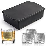 Nax Caki Large Ice Cube Molds Tray with Lid, Stackable Big Silicone Square Ice Cube Mold for Whiskey Cocktails Bourbon Soups Frozen Treats, Whiskey Gifts for Men from Daughter Wife Son Kids