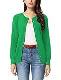 GRACE KARIN Women's Crewneck Button Down Cardigan Classic Lightweight Knit Soft Long Sleeve Cardigan Sweaters XL Green