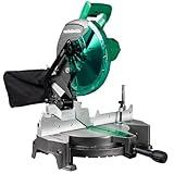 Metabo HPT Compound Miter Saw, 10" Miter Saw with Large Table Saw for woodworking, Power saw with 15-Amp Motor, Accurate Miter Angles, 0-45° Bevel, 24T TCT Miter Saw Blade, Positive Stops, C10FCGS