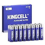 KINGCELL AA Batteries 16 Pack, High-Performance Alkaline AA Batteries 10-Year Shelf Life Double A Batteries with Long-Lasting Power for Household and Office Devices