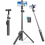 62" Phone Tripod - MIIASI Extendable Tripod for iPhone and Selfie Stick Tripod with Remote, 360° Ball Head Upgraded Cell Phone Tripod for Video Recording, iPhone 14/13/12 Pro Max/Android