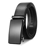 West Leathers Men's Ratchet Leather Belts Set - Adjustable, Gift-Ready Dress Belts (Black, 36" to 42" Waist Adjustable)