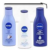 Nivea Lotion Bulk Travel Set - Nivea Milk Lotion Bulk Bundle with 3 Different Nivea Travel Size 3.4 oz Bottles Plus Travel Bag | Nivea Lotion Travel Size Bulk