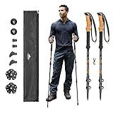 Cascade Mountain Tech Trekking Poles - Aluminum Hiking Walking Sticks with Adjustable Locks Expandable to 54" (Set of 2), Cork Grip, Orange