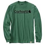 Carhartt Men's Relaxed Fit Heavyweight Long-Sleeve Logo Graphic T-Shirt, Frosted Balsam Heather