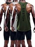 NELEUS Men's 3 Pack Dry Fit Workout Gym Muscle Tank Tops,5031,Black,Grey,Olive Green,L,EU XL