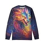 HUIACONG Fantasy Colorful Dragon Boy's Sweatshirts Cool DragonKids Long Sleeve Top Fashion Children Pullover Outdoor Exercise Fitness Sweater Athletic Tennis Girls Jumper Shirt Size 11-13 Years