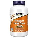 NOW Foods Supplements, Psyllium Husk Caps 500 mg, Non-GMO Project Verified, Natural Soluble Fiber, Intestinal Health*, 200 Veg Capsules