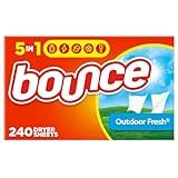 Bounce Dryer Sheets, Outdoor Fresh, 240 Count Laundry Fabric Softener Sheets with Static Control and Wrinkle Fighters