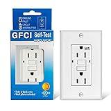 GFCI Outlet Receptacle 15 amp-Weather Resistant Self Testing Tamper Resistant Duplex Ground Fault Circuit Interrupter Outlet UL Certified for Home/Commercial/Outdoor/Indoor White