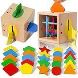 Learning Color Sorting Toys For Toddler - Wooden Montessori Coin Box Color Sorter Cube for Toddler 1-3, Developmental Learning Toy Fine Motor Sensory Busy Toys 1 2 year old Infants Boys Girls Gifts