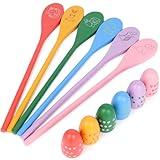 AMOR PRESENT 12PCS Egg Spoon Race Game Set, Relay Race Games Kids Egg Balance Game for Easter Eggs Hunt Game Outdoor Lawn Games