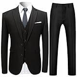 Cloudstyle Mens Stylish 3 Piece Dress Suit Classic Fit Wedding Formal Jacket & Vest & Pants Black