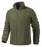 Puhope Men's Lightweight Fleece Zip Jacket Outdoor Long Sleeve Jacket for Men Army Green Medium