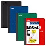 Five Star Composition Books + Study App, 4 Pack, College Ruled Paper, 9-3/4" x 7-1/2", 80 Sheets, Red, Green, Blue, Black (850065B-ECM)