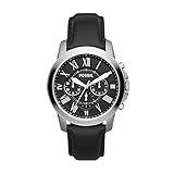 Fossil Men's Grant Quartz Stainless Steel and Leather Chronograph Watch, Color: Silver, Black (Model: FS4812)