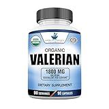 American Standard Supplements Organic Valerian 1800mg Per Serving – Vegan, Gluten Free, Non-GMO, 90 Capsules, 90 Servings