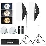 Softbox Lighting Kit, YICOE Photography Lighting Kit 2x19.7"x27.5" Continuous Lighting System with 5700K E27 LED Bulb and Remote for Portrait Product Portrait Video Fashion Photography