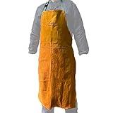 Leather Work Shop Apron with Pocket, Buckle straps, Heat & Flame-Resistant Heavy-Duty Welding Apron