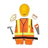 Melissa & Doug Role Play Costume Dress-Up Set (6 pcs) Frustration-Free Packaging - Pretend Construction Worker Outfit For Kids, Toddlers Ages 3+