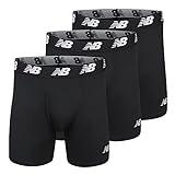 New Balance Men's 6" Boxer Brief Fly Front With Pouch, 3-Pack, Black/Black/Black, X-Large