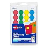 Avery Removable Color-Coding Labels, Removable Adhesive, Assorted Colors, 3/4" Diameter, 1,008 Labels (5472)