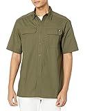 Dickies Men's Short Sleeve Ripstop Work Shirt, Rinsed Military Green, 3X-Large