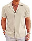 COOFANDY Mens Shirt Casual Button Down Regular Fit Fashion Camp Beach Tops Beige