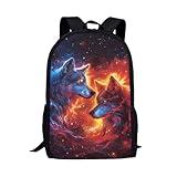 Ystardream Bookbags for 6th Grade Boys Cool Galaxy Wolf Backpack for Boys Middle School Bag for 8-10 14-16 Kids Child Bookbag High Schoolbag 17 Inch Bag Packs Back to School Rucksack Travel Bag