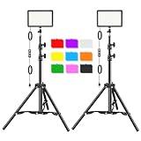 LED Video Light Kit 2Pcs, Hagibis Studio Lights 18 Color Filters for Photography Lighting with Adjustable Tripod Stand Streaming Lights for Photo Camera Recording Computer Zoom Stream TikTok YouTube