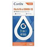 CorDx TyFast Flu A/B & Covid-19 Multiplex Rapid Test, 10 Mins at Home, FDA Authorized, 3-in-1 Combo Kit, 1 Test