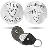 Sureio Pocket Hug Token Long Distance Relationship Keepsake Stainless Steel Double Sided Inspirational Gift with Keychain (I'm Always With You)