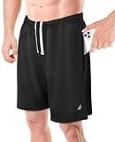 NY Threads Men's Athletic Shorts Quick Dry Lightweight Running Workout Gym Shorts with Pockets, Large, Black