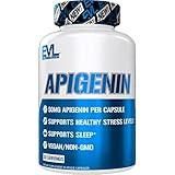 Evlution Pure Apigenin Supplement from Chamomile Extract - Relaxing Apigenin 50mg Bioflavonoid Stress and Mood Support Supplement Nutrition High Bioavailable Vegan Non-GMO Herbal Sleep Supplement