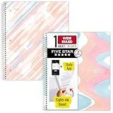 Five Star Spiral Notebooks + Study App, 2 Pack, 1 Subject, Wide Ruled Paper, 10-1/2" x 8", Brushy Move (930060FA-RSP)