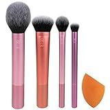 Real Techniques Makeup Brush Set with Sponge Blender for Eyeshadow, Foundation, Blush, and Concealer, Set of 5