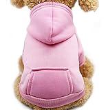 Jecikelon Winter Dog Hoodie Sweatshirts with Pockets Warm Dog Clothes for Small Dogs Chihuahua Coat Clothing Puppy Cat Custume (Medium, Pink)