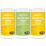 Amazon Basics Disinfecting Wipes, Lemon & Fresh Scent, Sanitizes, Cleans, Disinfects & Deodorizes, 255 Count (3 Packs of 85)