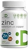 Zinc 50mg with Selenium 200mcg + Copper, 240 Capsules, 8 Month Supply, 3 in 1 Mineral Formula