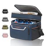 EVERFUN Small Cooler Bag Insulated Mini Beach Cooler Soft Lunch Bag Box for Men Women Dual Compartments Collapsible Waterproof Leak-Proof for Travel Car Picnic, Navy