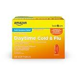 Amazon Basic Care Daytime Cold and Flu Relief Liquid Caps Softgel, Non-Drowsy Cold Medicine, Relief of Pain, Fever, Cough, Sore Throat, Nasal Congestion, 48 Count