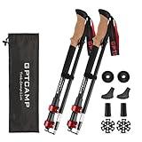 GPTCAMP Walking Sticks,Trekking Poles Collapsible Hiking Poles,Lightweight Folding Travel Walking Sticks for Men Women,2pc Adjustable Hiking Sticks with EVA Foam Grips for Backpacking,Red