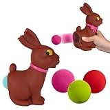 Chocolate Bunny Easter Popper Toy - Shoot Foam Balls Up to 20 Feet - 6 Balls Included - Great Easter Basket Stuffer Gift for Kids, 4+