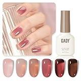 GAOY Rose Garden Jelly Gel Nail Polish of 6 Transparent Nude Red Pink Brown Colors Sheer Gel Polish Kit for Salon Gel Manicure and Nail Art DIY at Home